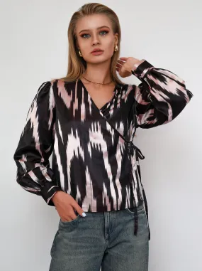 100% Silk Vintage Long Sleeve Blouse Black