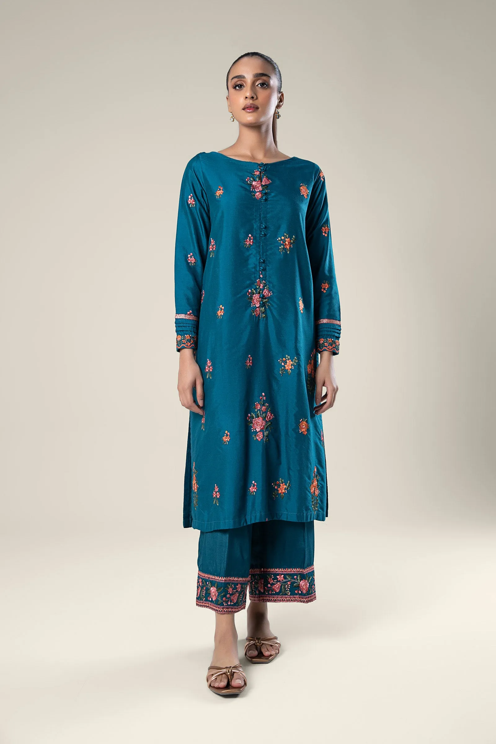 2 Pc Embroidered Khaddi Silk Suit | MB-WF24-13