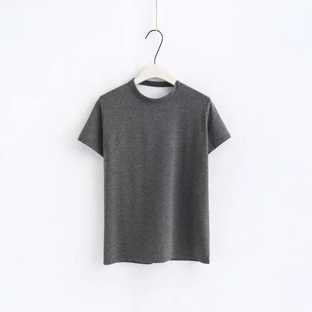 2018 new arrival Women sexy Leak back hanging neck T-Shirt