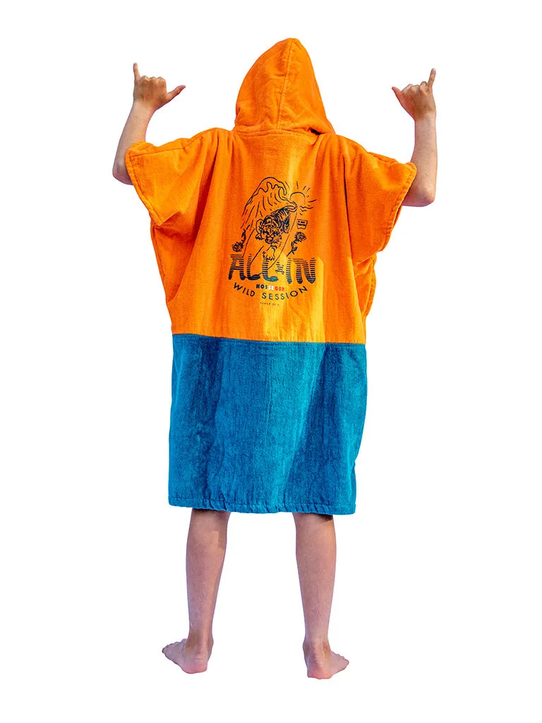 All-In Junior V Poncho Tiger Orange Surf Poncho