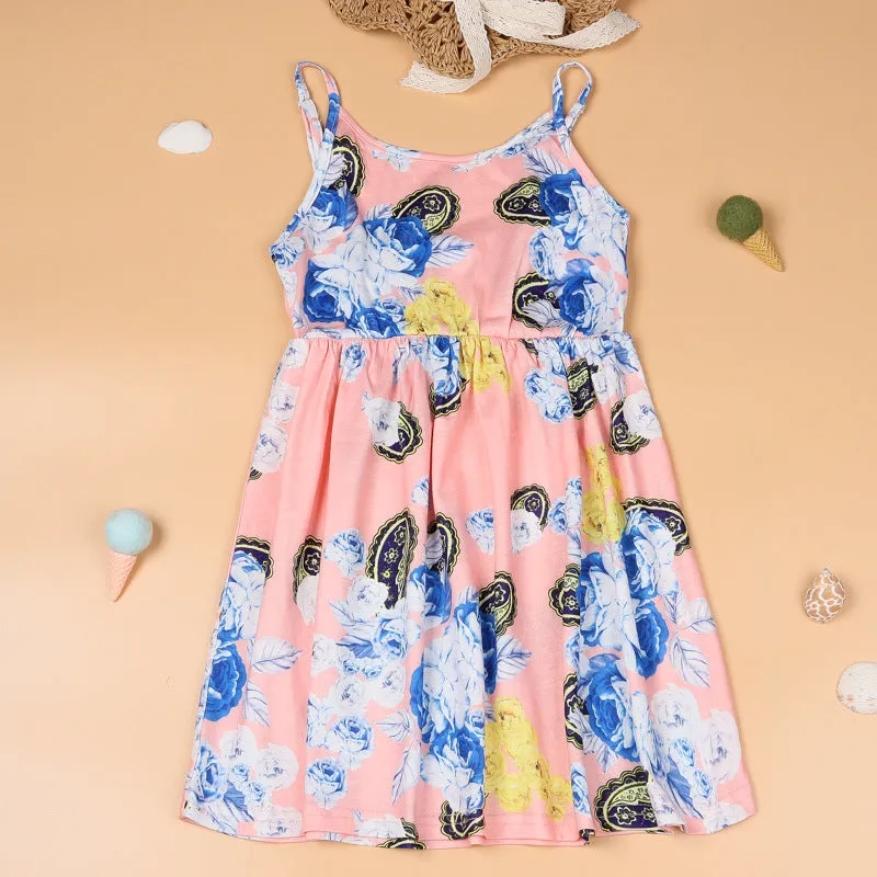 All Over Floral Print  Sleeveless Spaghetti Strap Maxi Dress