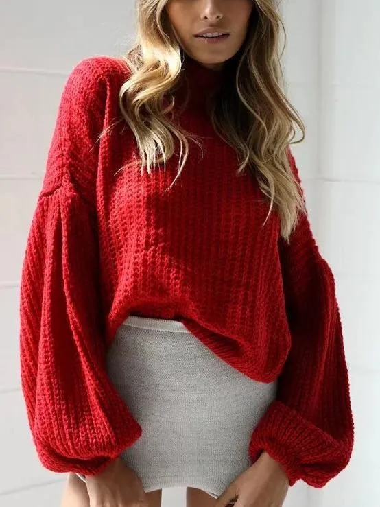 Autumn And Winter Lantern Sleeves Loose Sweater