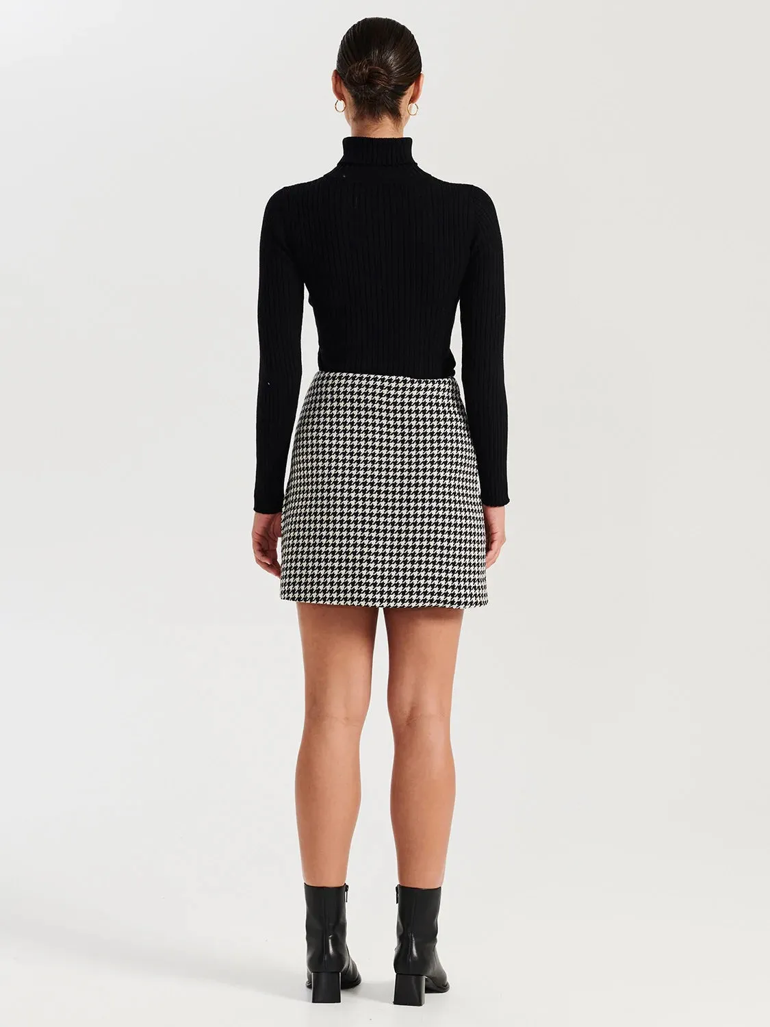 Bella Woven Mini Skirt (Houndstooth)