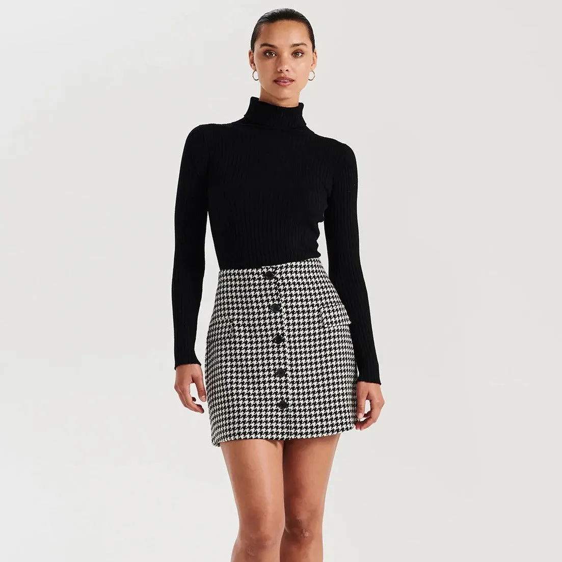 Bella Woven Mini Skirt (Houndstooth)