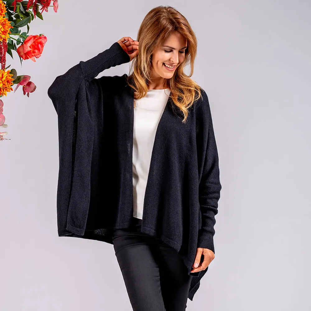 Black Cashmere Sleeved Cape