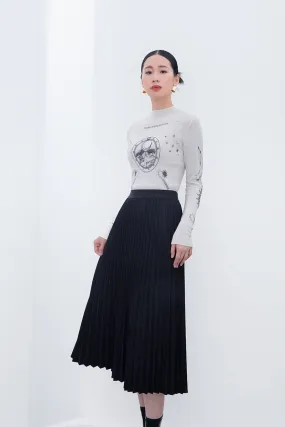 Black High Waist Midi Skirts