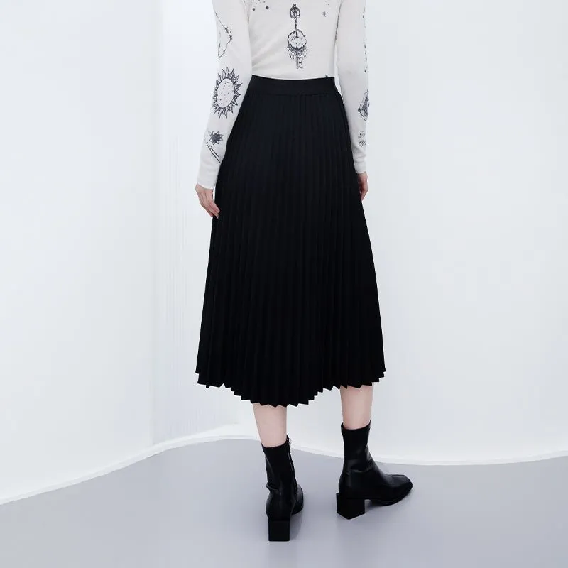 Black High Waist Midi Skirts