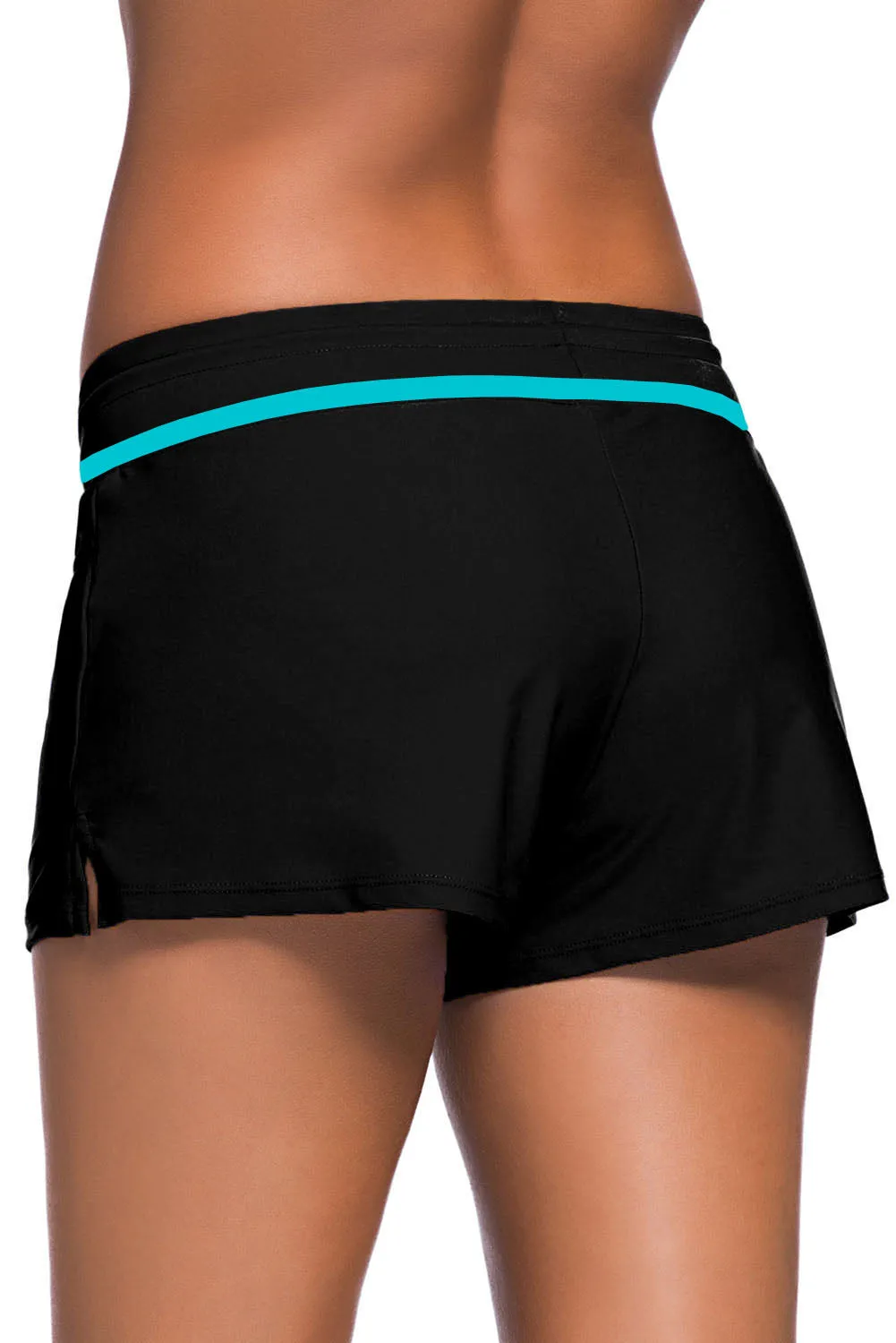 Black Swim Boardshort With Blue or Violet Trim