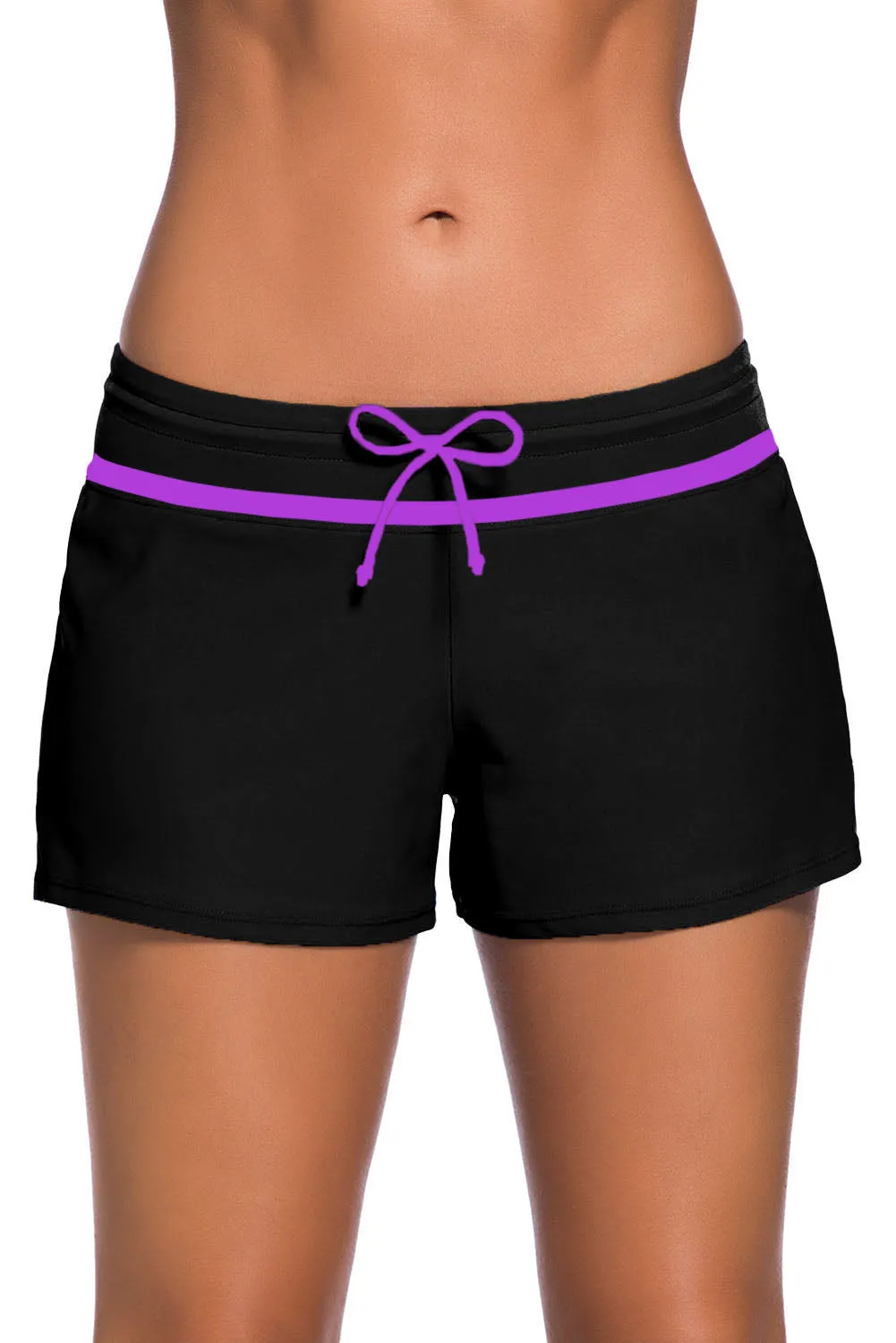 Black Swim Boardshort With Blue or Violet Trim