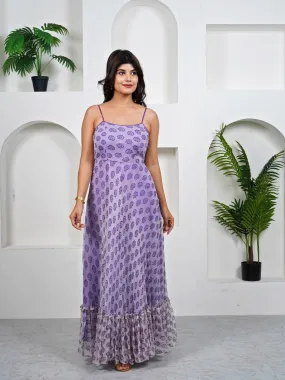 Bluebell Violet Cotton Chiffon Maxi Dress