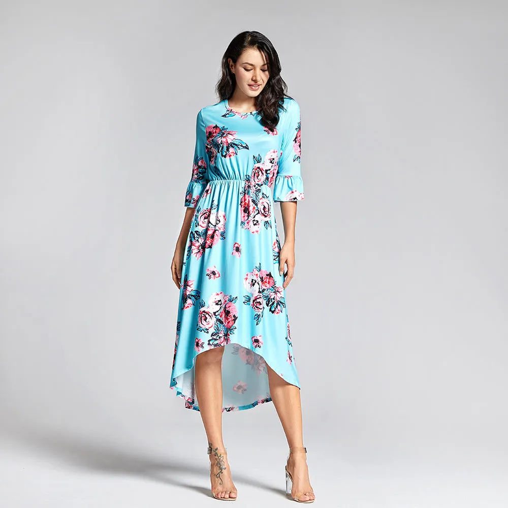 Bohemia Floral Printed Matching Dresses for Daughter and Mom