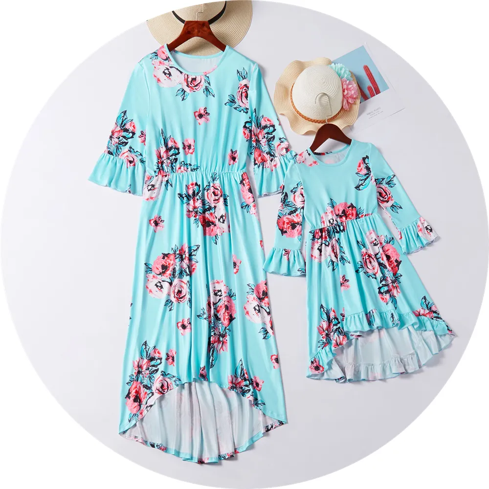 Bohemia Floral Printed Matching Dresses for Daughter and Mom