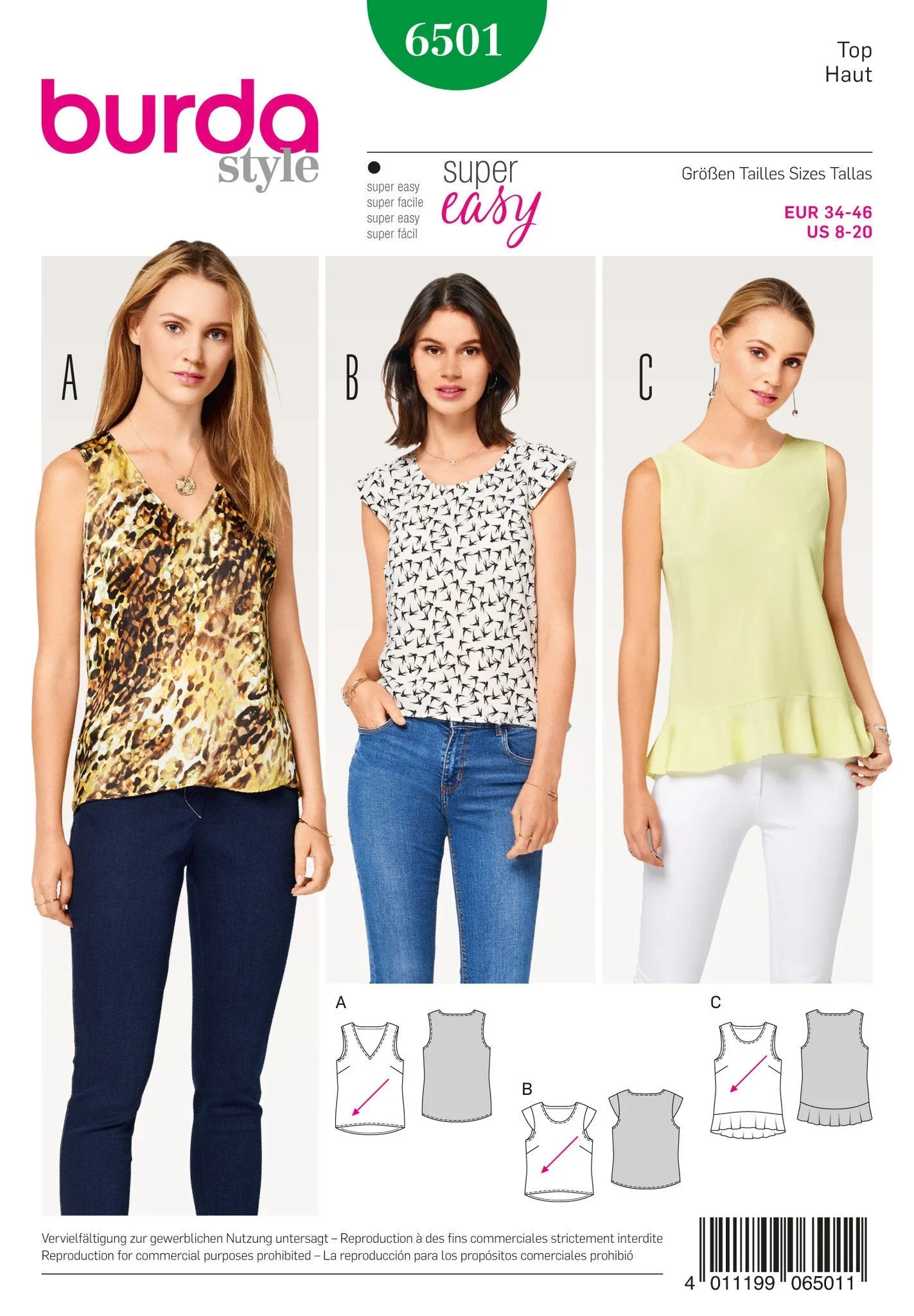 Burda Style Pattern 6501 Misses’ Top with Flounce