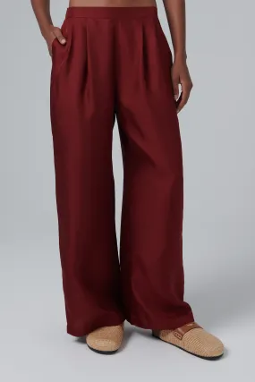 Burgundy Isola Silk Pants