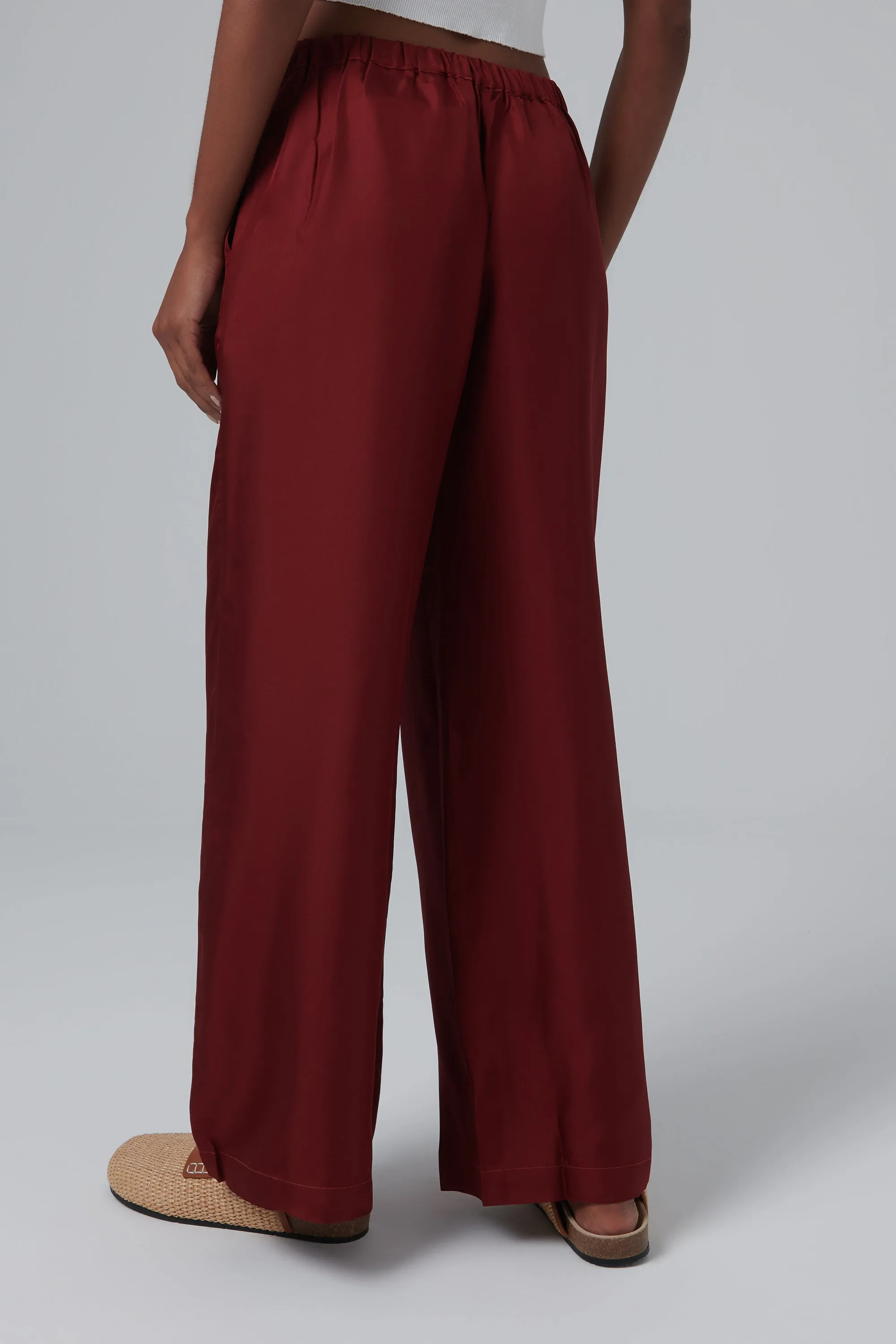 Burgundy Isola Silk Pants