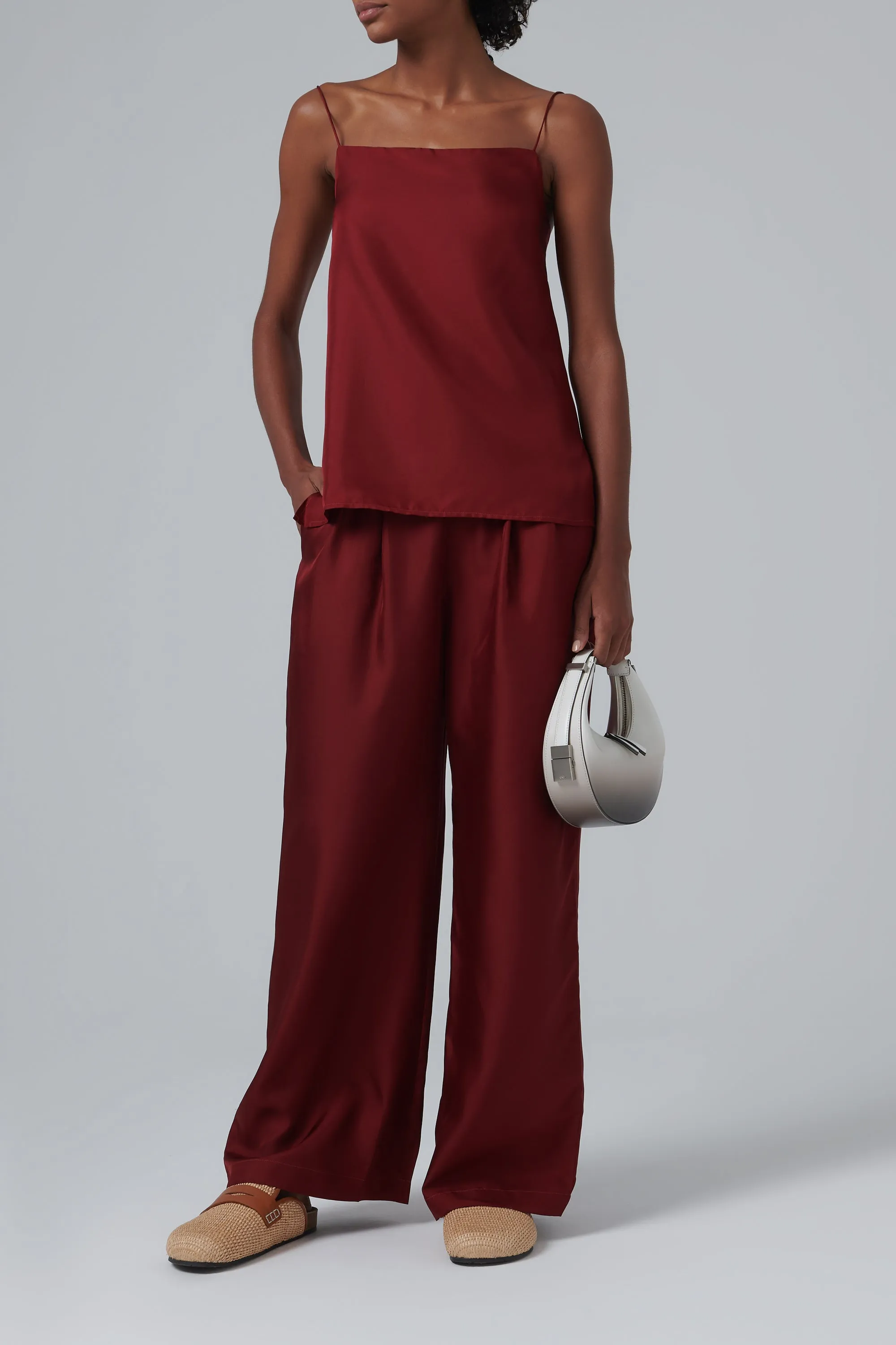 Burgundy Isola Silk Pants