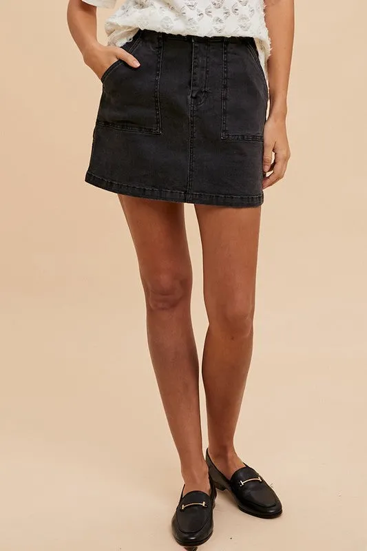 Cargo Denim Mini Skirt