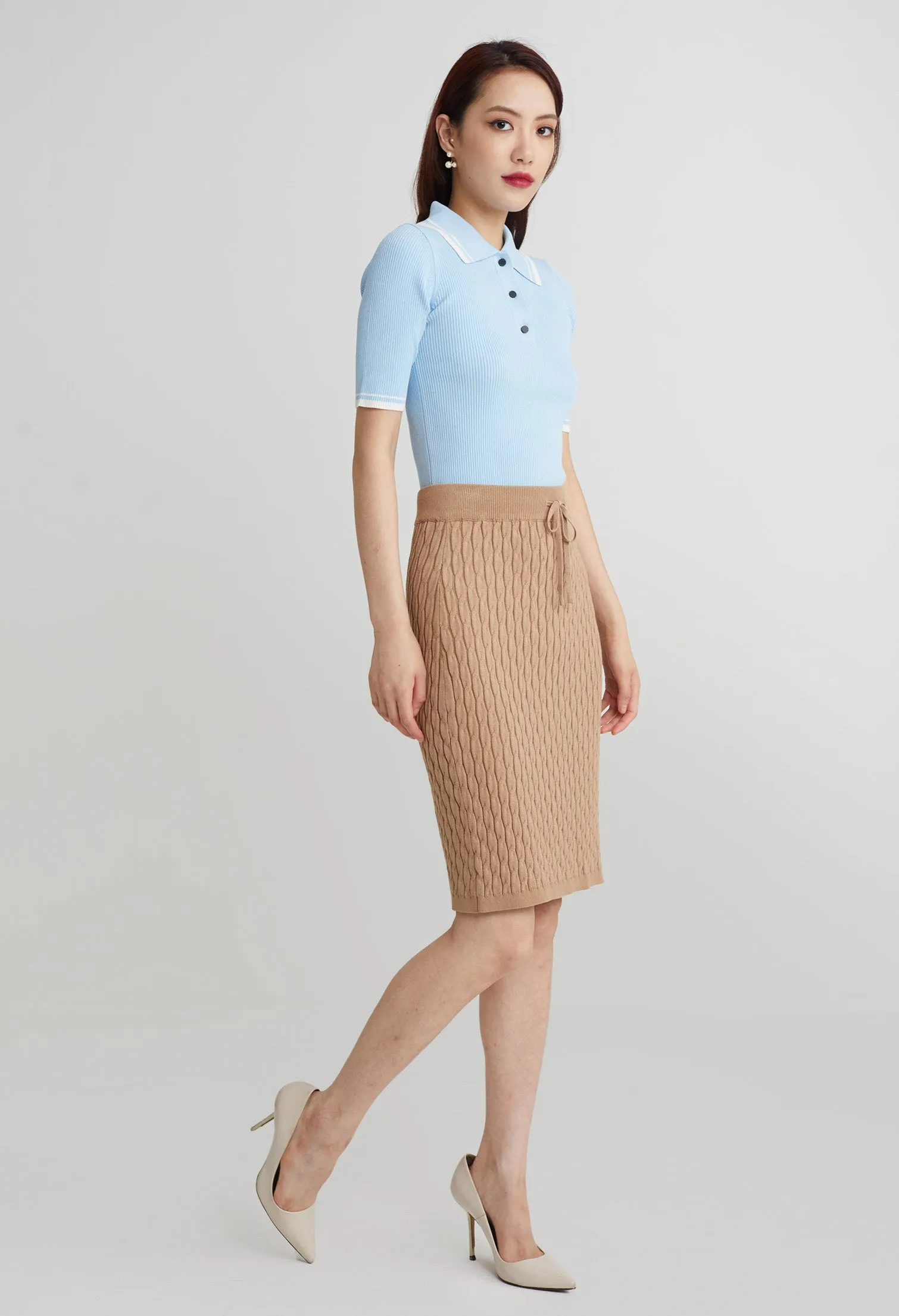 Classic Cable Knit Midi Skirt