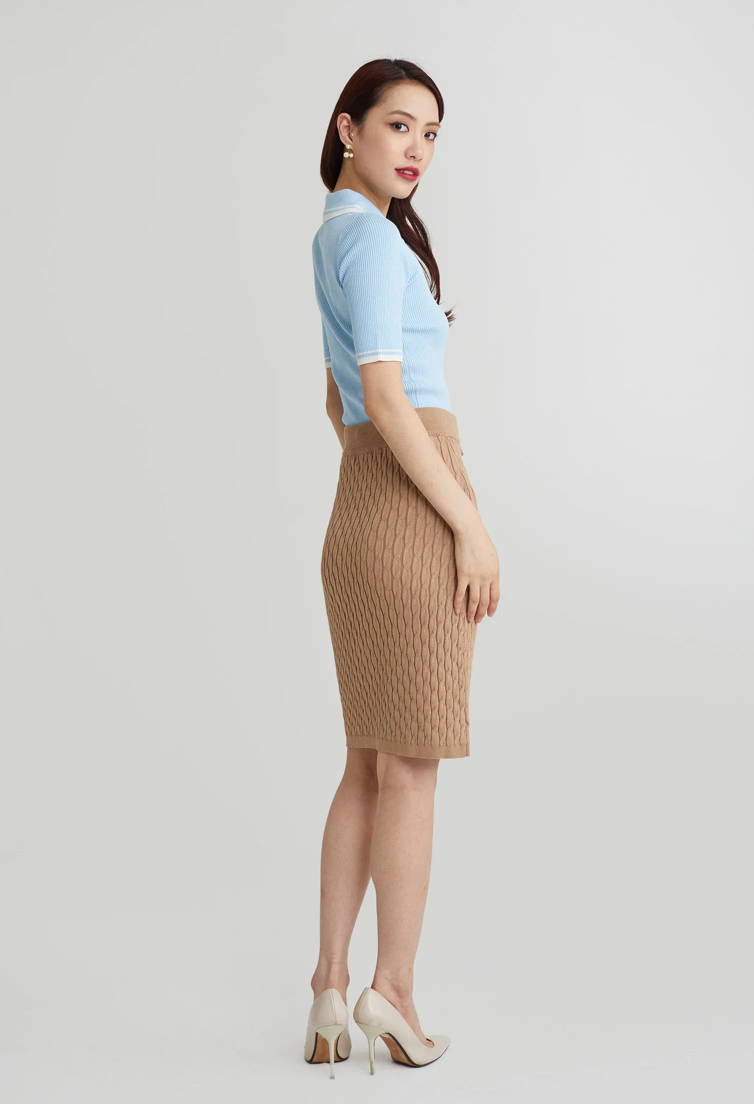 Classic Cable Knit Midi Skirt