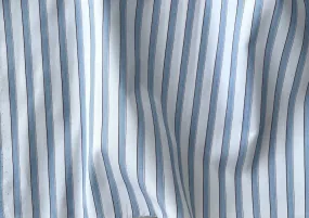 Classic Powder Blue & White Shadow Stripe Cotton Shirting (Made in Italy)