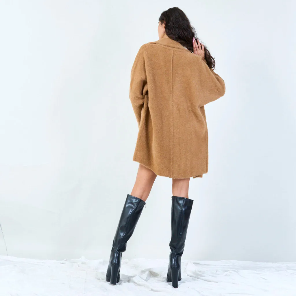 Classic textured coat with oversized pockets wholesale