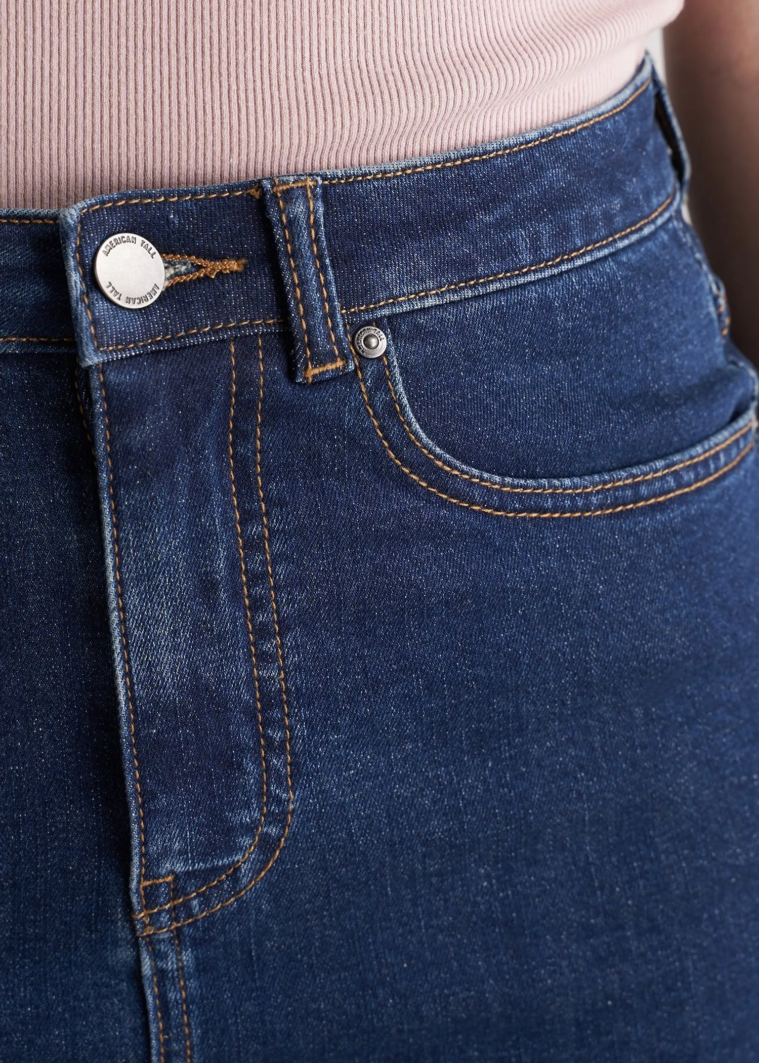 Classic Women's Tall Denim Skirt in Washed Indigo Blue