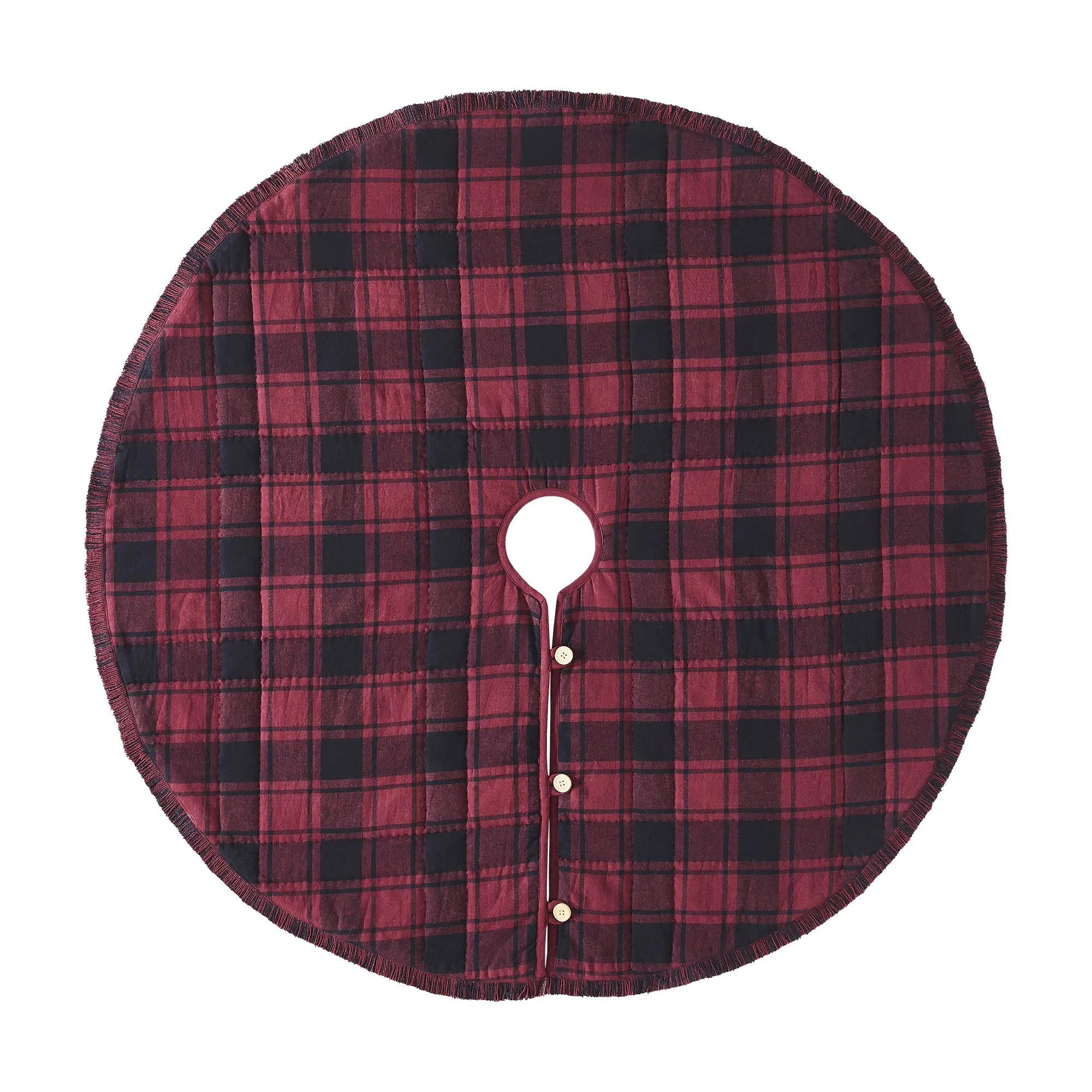 Cumberland Red Black Plaid Tree Skirt 48" VHC Brands