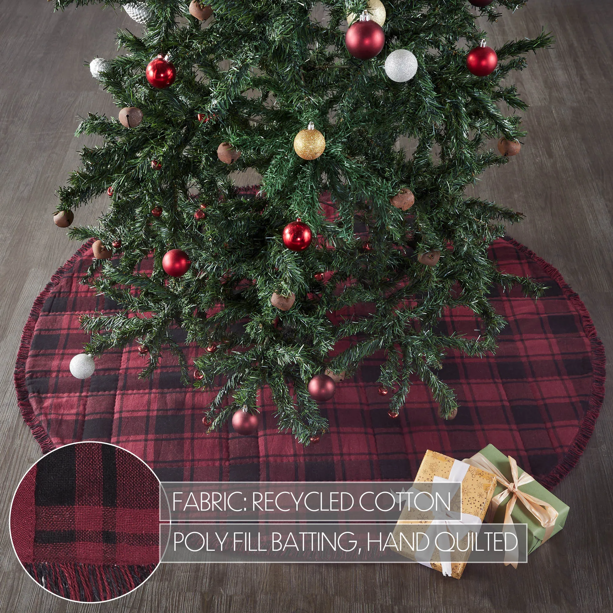 Cumberland Red Black Plaid Tree Skirt 48" VHC Brands