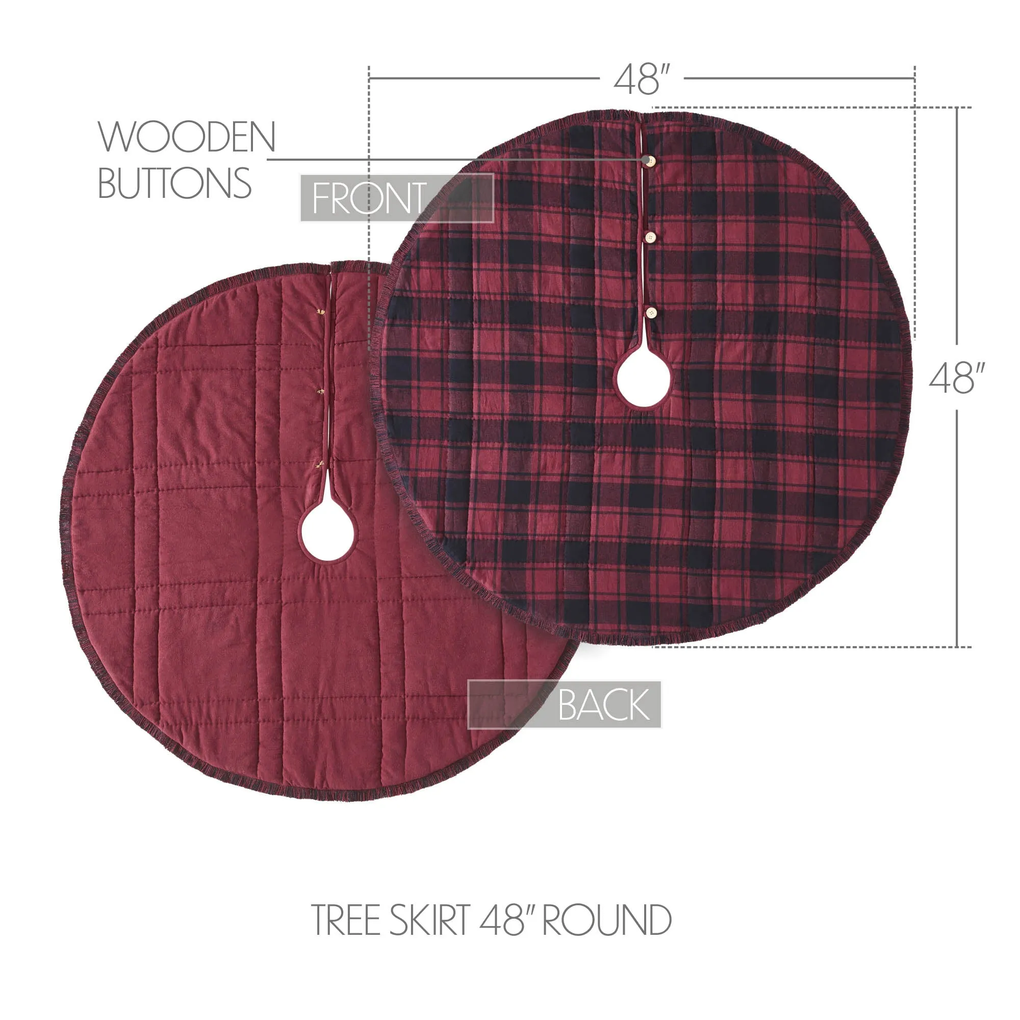 Cumberland Red Black Plaid Tree Skirt 48" VHC Brands