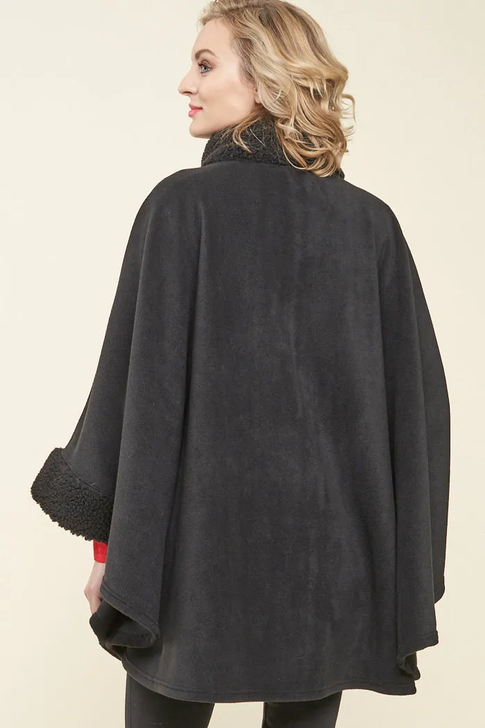 Desmona Faux Fur Trim Fleece Cape