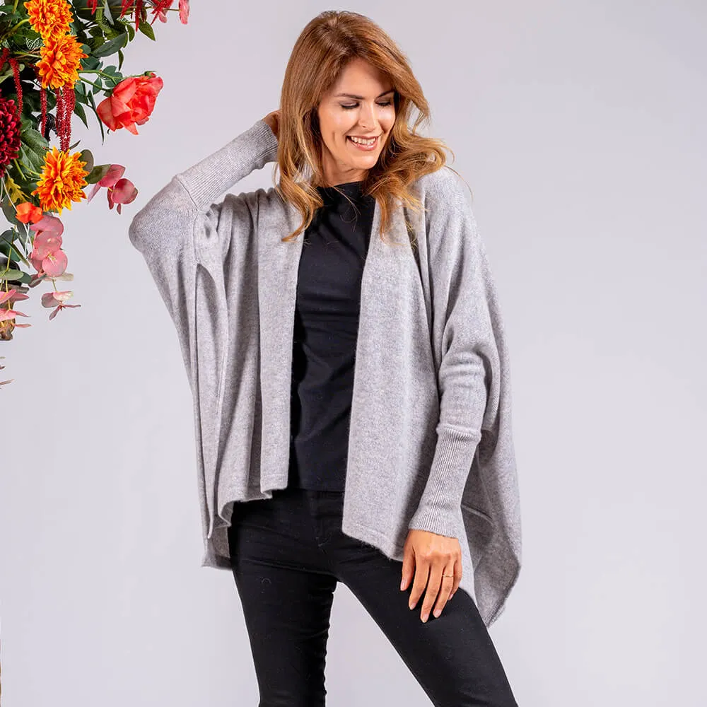 Dove Grey Sleeved Cashmere Cape