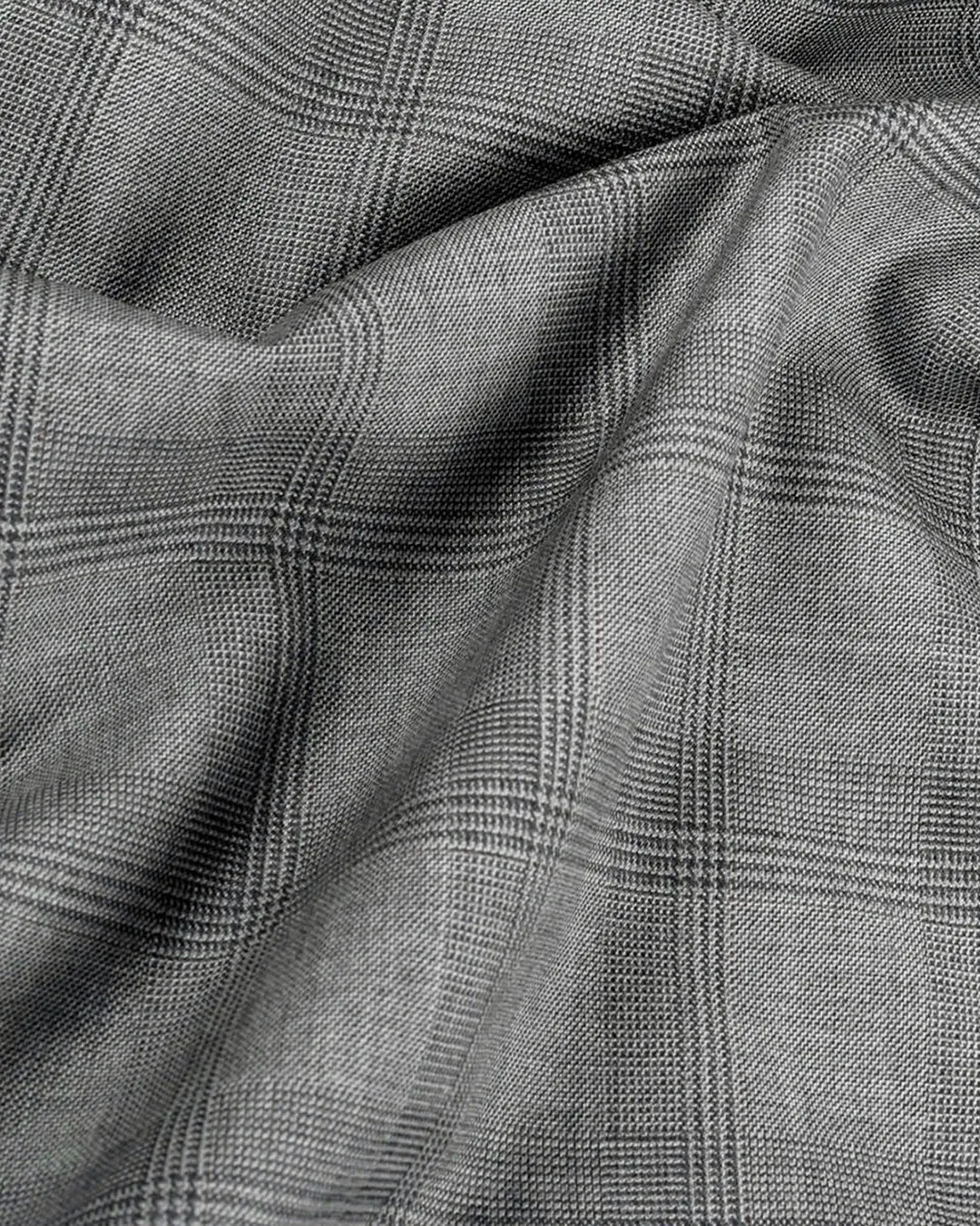 Drago: Super 160s Light Grey Prince of Wales Checks Dress Pant