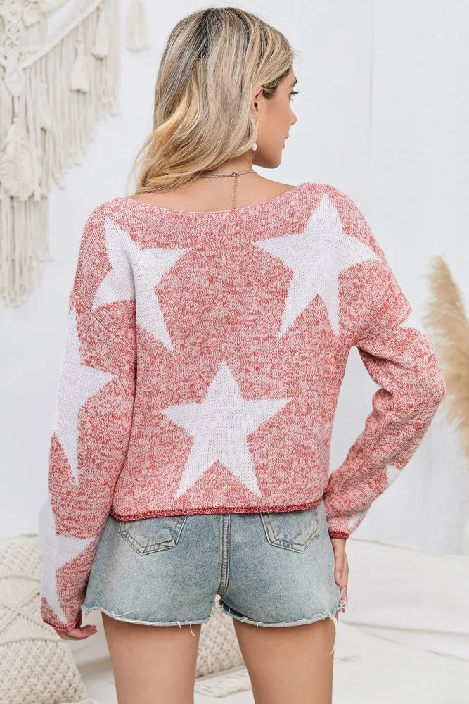 Dusk Enchantment Pink Sweater with Stars