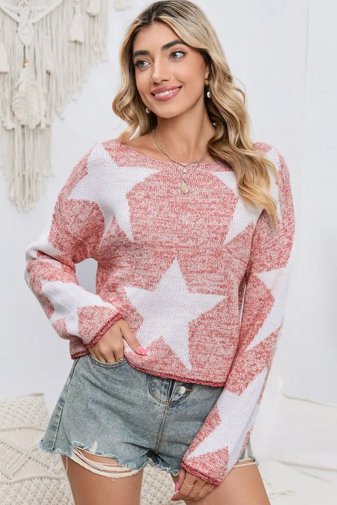 Dusk Enchantment Pink Sweater with Stars