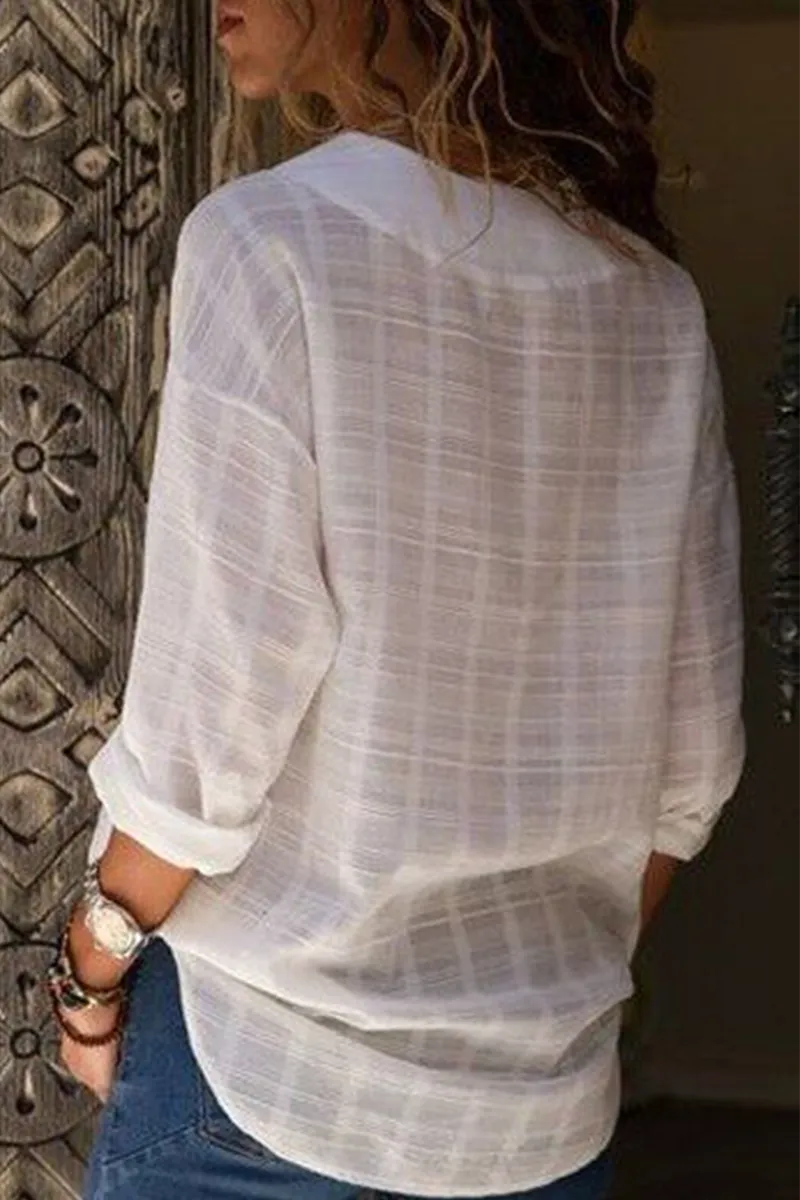 Elegant & Stylish Classic Solid Patchwork V Neck Tops