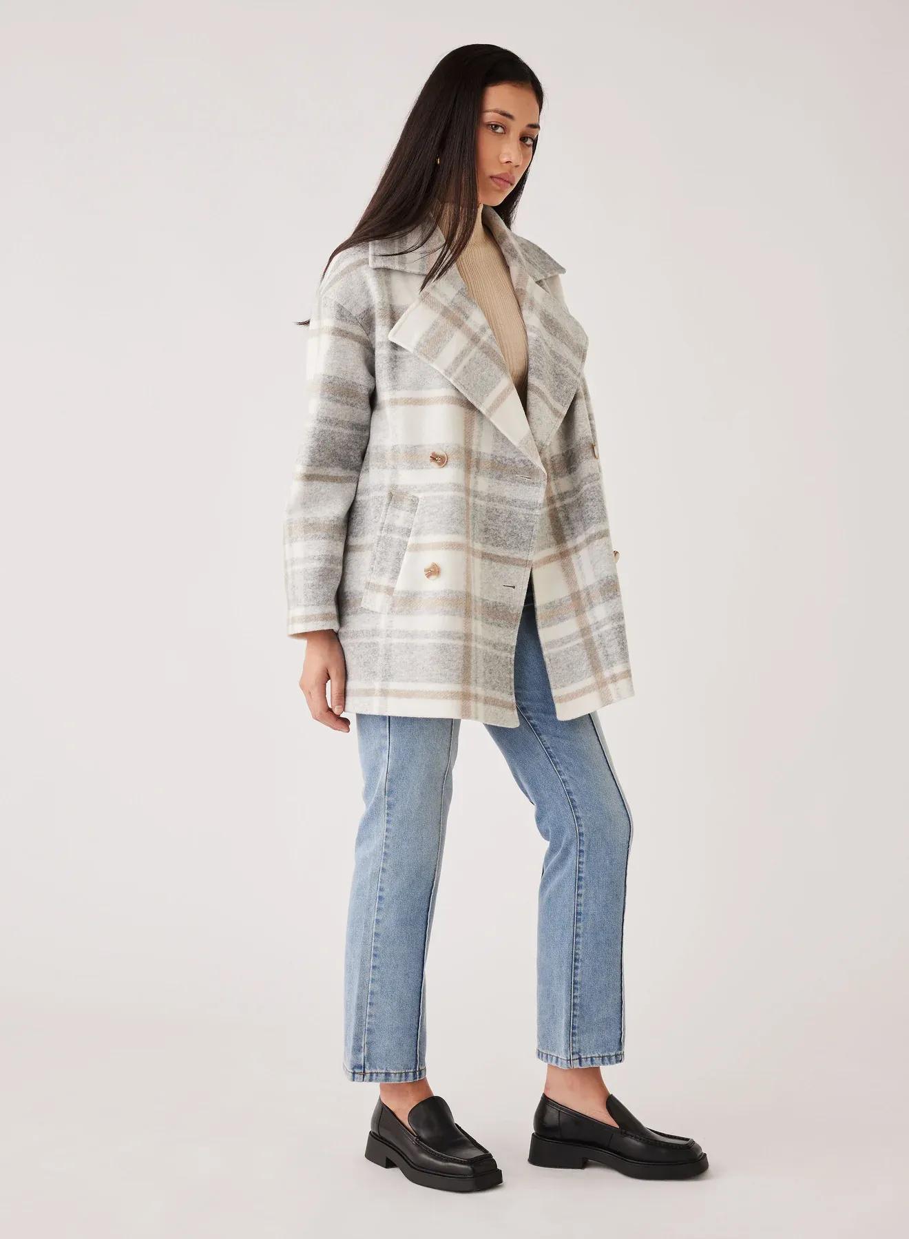 Esmaee - Lincoln Coat -  Grey Check