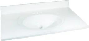 Foremost WS-2237 Vanity Top, 22 in L, 37 in W, Marble, Solid White, Oval Bowl, Countertop Edge :EA: QUANTITY: 1