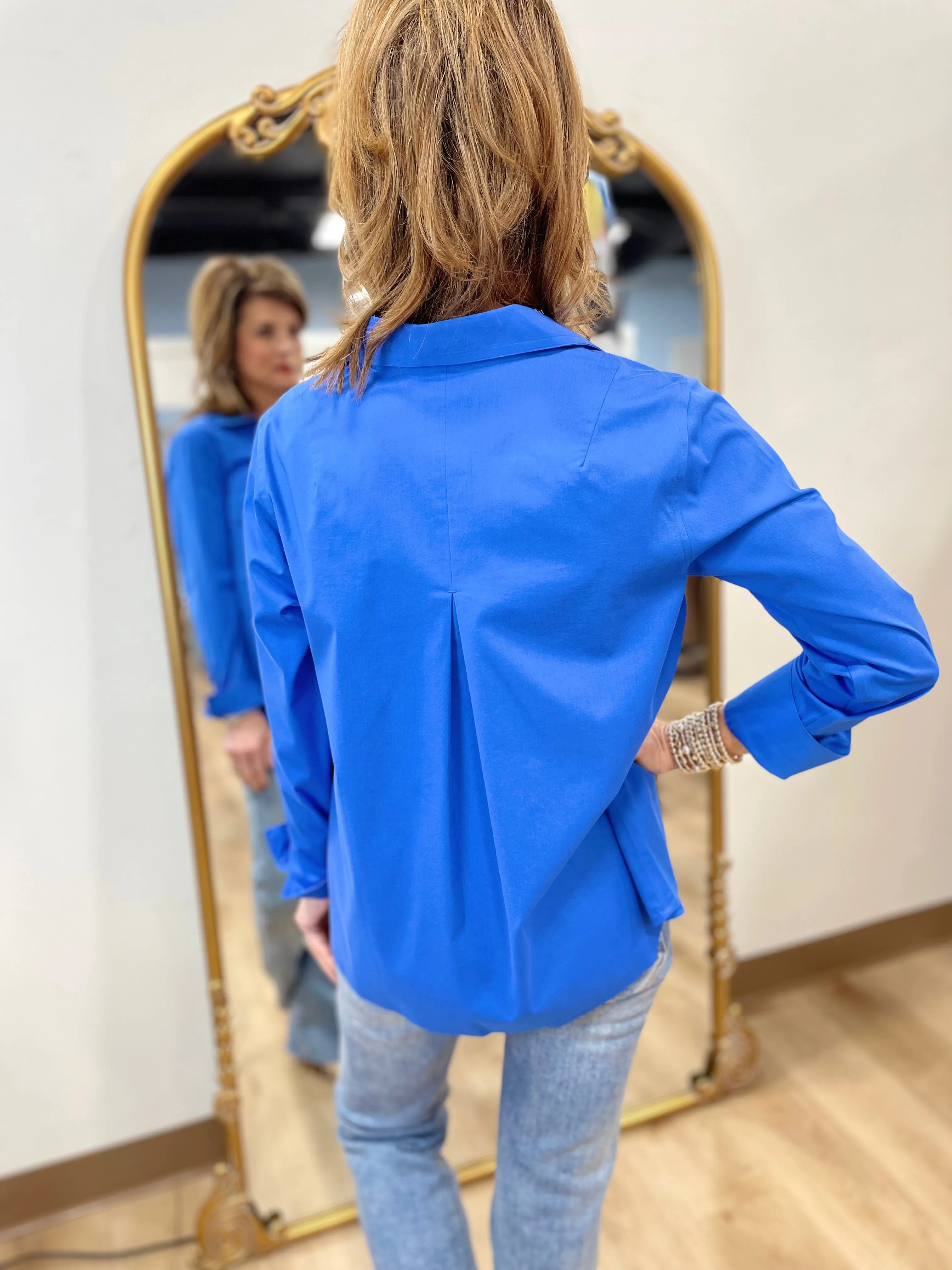 Foxcroft Agnes Popover Shirt Blue