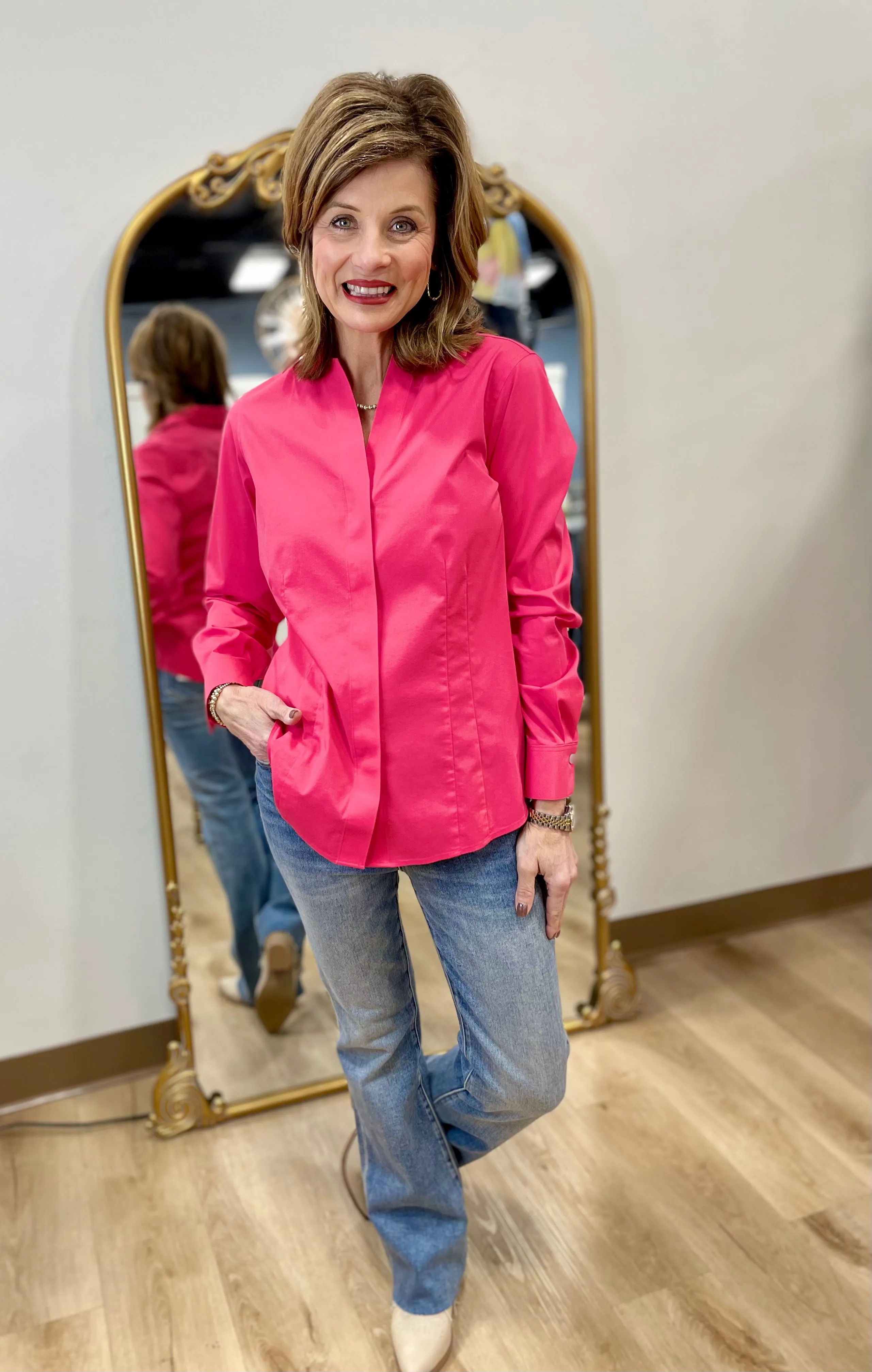 Foxcroft Taylor Stretch Shirt Raspberry