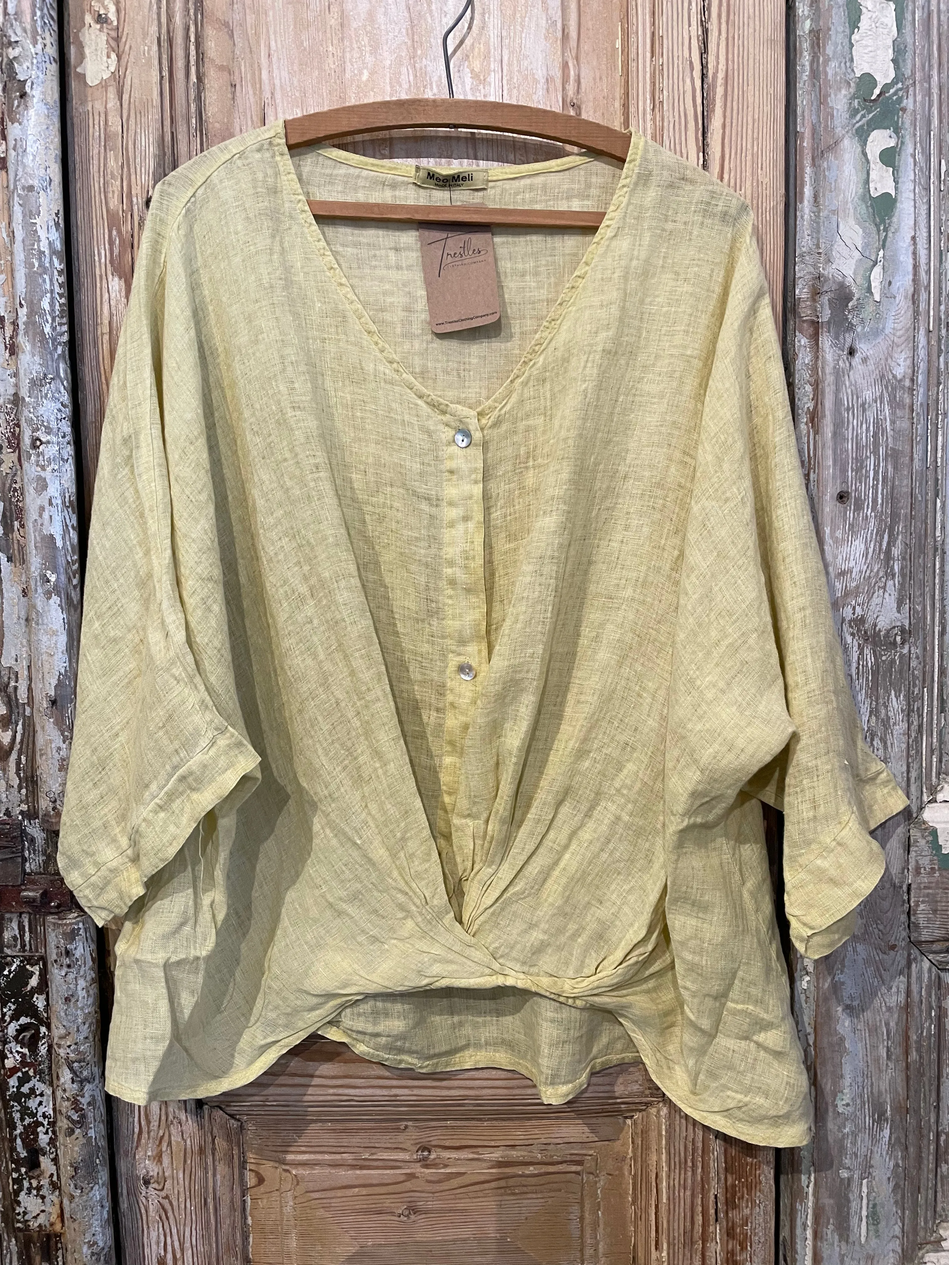 Front Gathered Linen Top