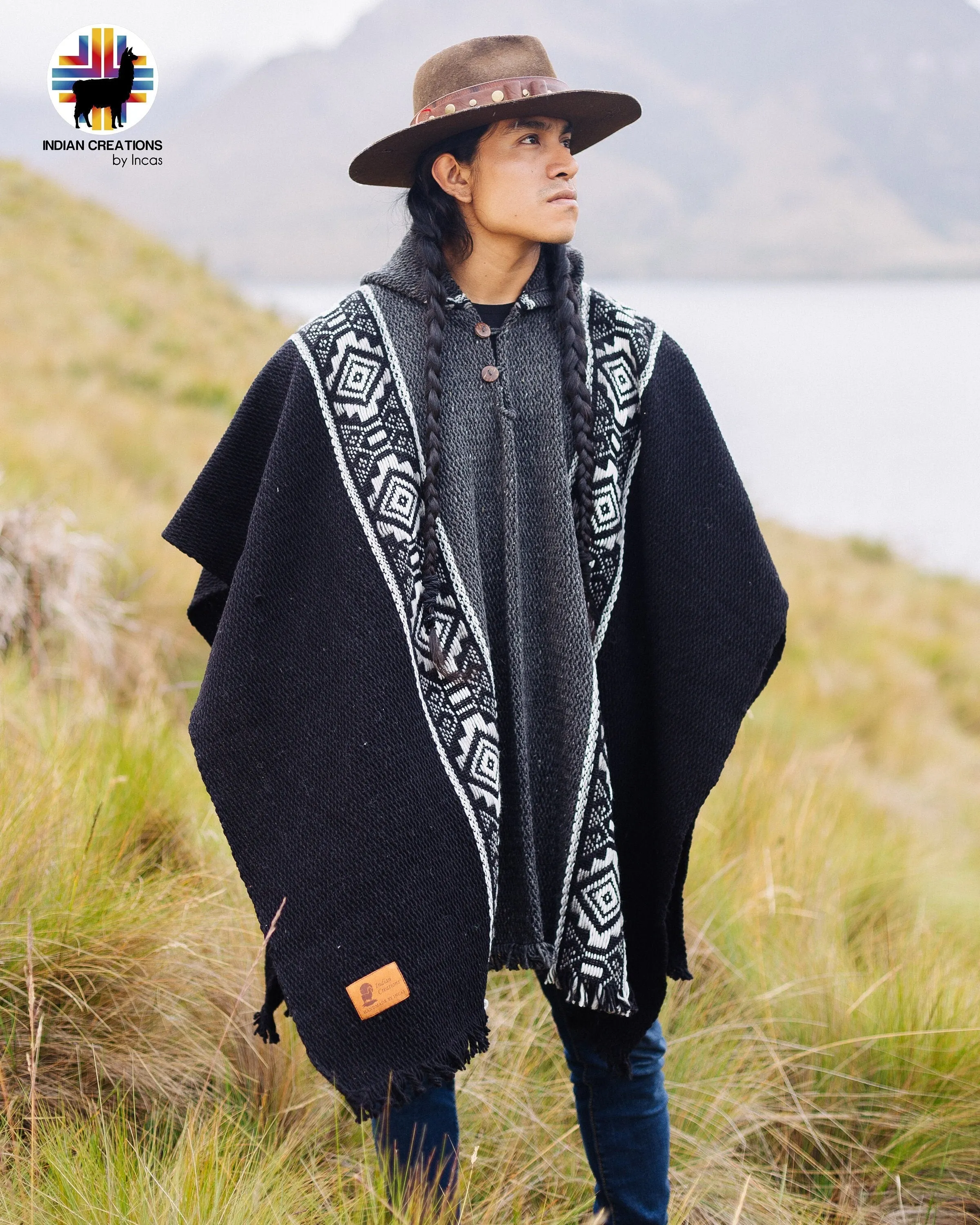 Handmade Wool Poncho(Midnight) Closed in the Front. Handcrafted by Indigenous Hands. Machine Washable! Free Shipping! Gift Ideas