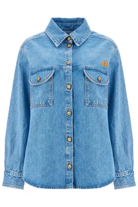 High-Collar Denim Shirt