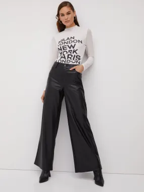 High-Waisted Faux-Leather Wide-Leg Pant