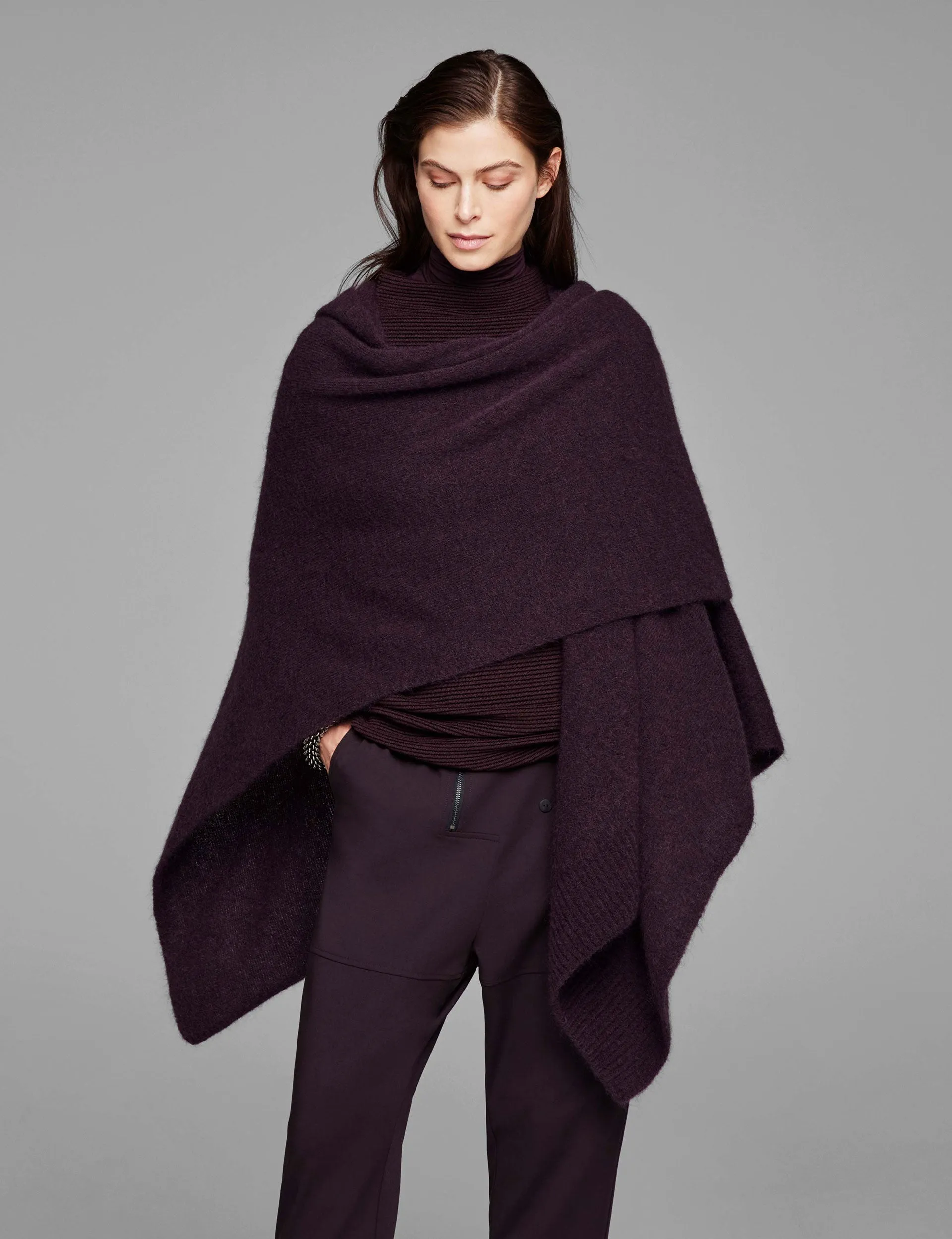 Hood Poncho - Plum