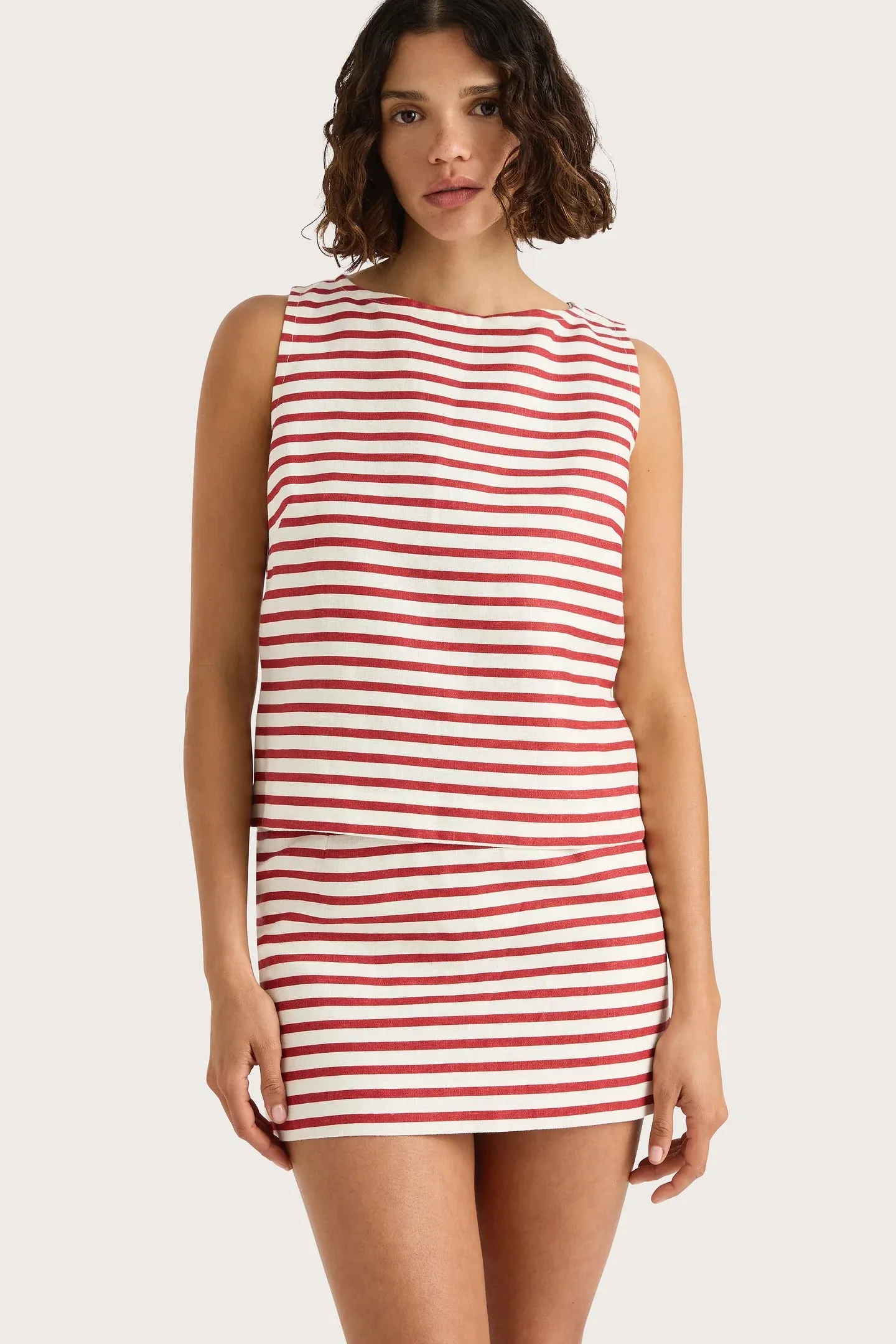 Jane Mini Skirt Breton Stripe Red