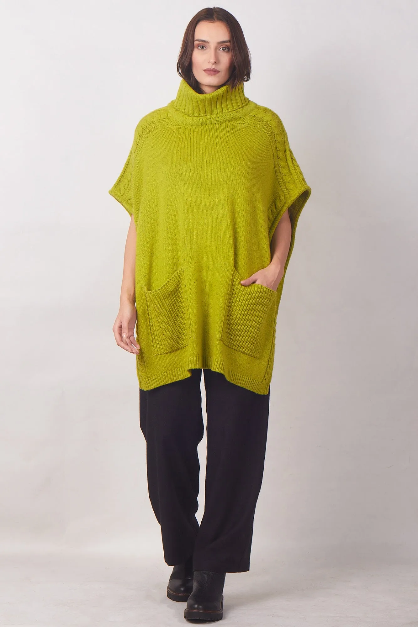 Lime Green Silk Wool Poncho