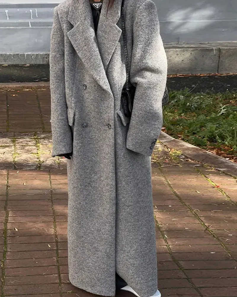 Long Comfortable Casual Tweed Coat