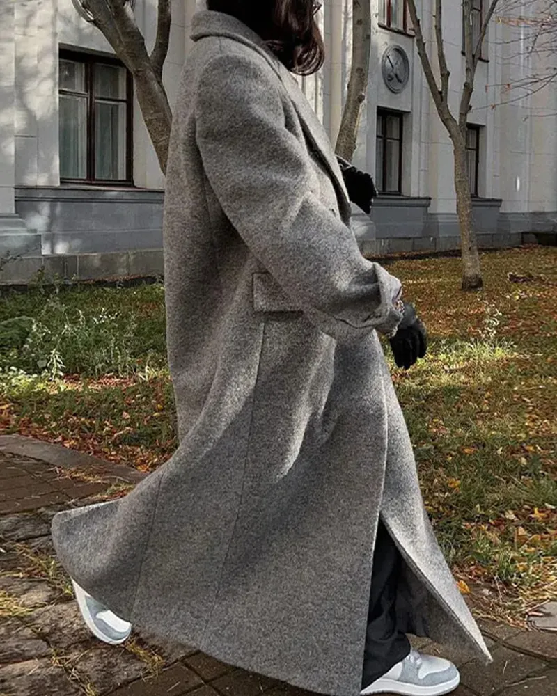 Long Comfortable Casual Tweed Coat