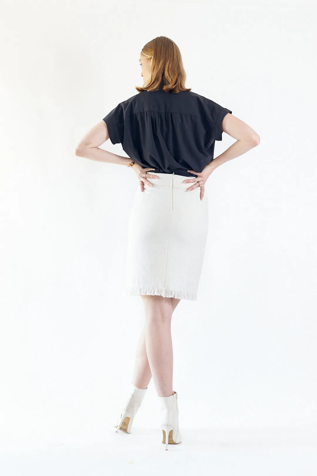 Luxe White Mini Tweed Skirt