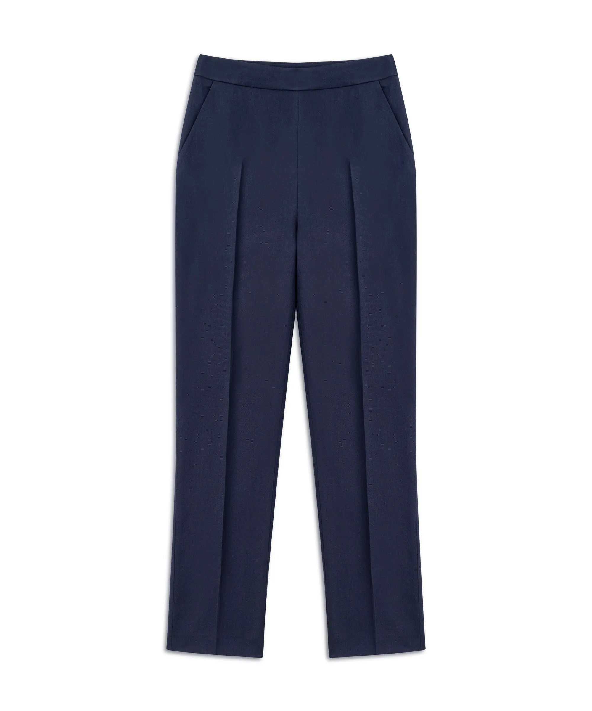 Machka Silk Blend Cigarette Fit Trousers Navy Blue